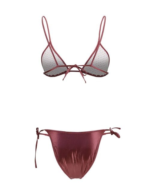 Kristina Ti Red Swimsuit Metallic