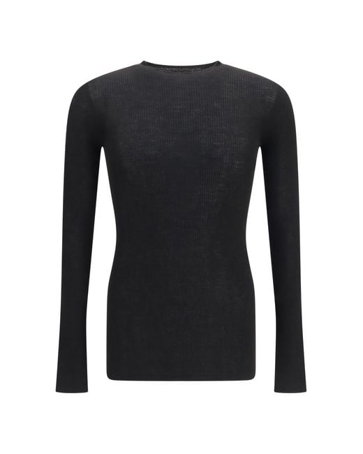 Rick Owens Black Slim Ribbed Long-Sleeve Sweater for men