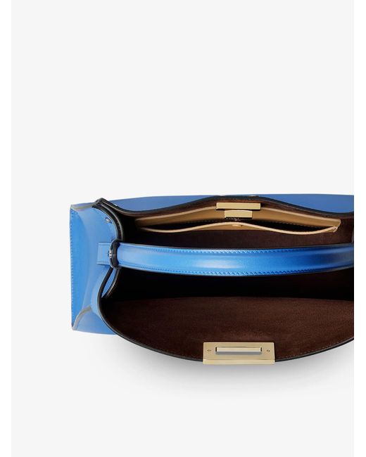 Fendi Blue Way Medium Leather Shoulder Bag With Contrasting Lining