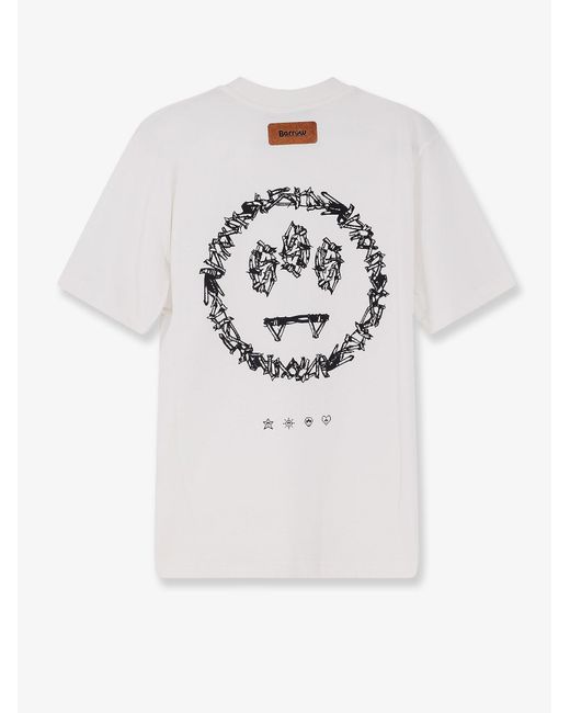 Barrow White Cotton T-Shirt With Frontal Logo for men