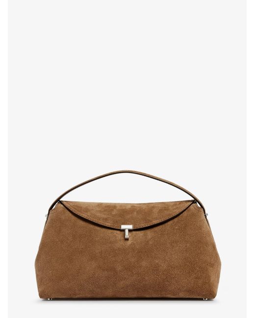 Women's Brown T-Lock Suede Handbag