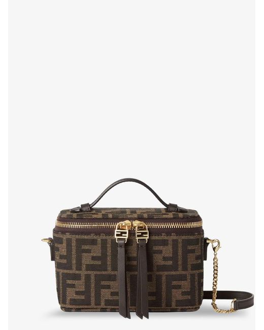Women's Brown Vanity Ff Jacquard Fabric Shoulder Bag