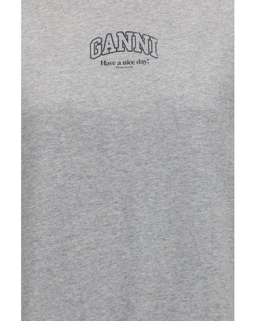 Ganni Gray Crewneck Sweatshirt
