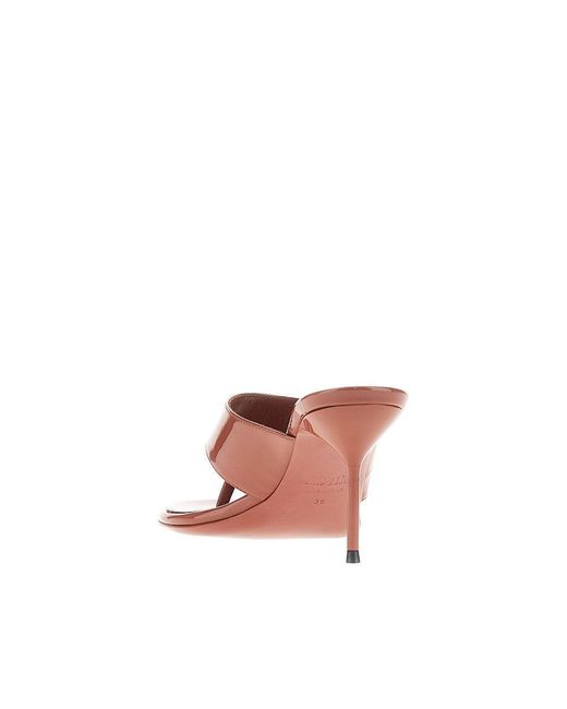 Paris Texas Brown 'Lidia' Patent-Leather Thong Mules