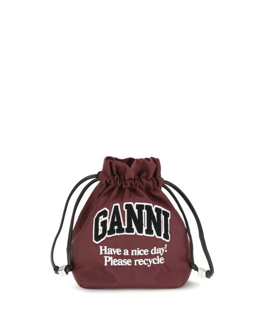 Ganni Red Nylon Pouch Windsor Wine