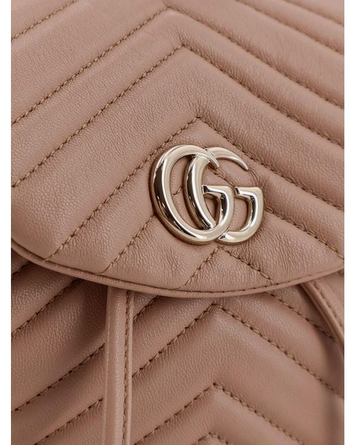 Gucci Natural "Gg Marmont" Small Backpack