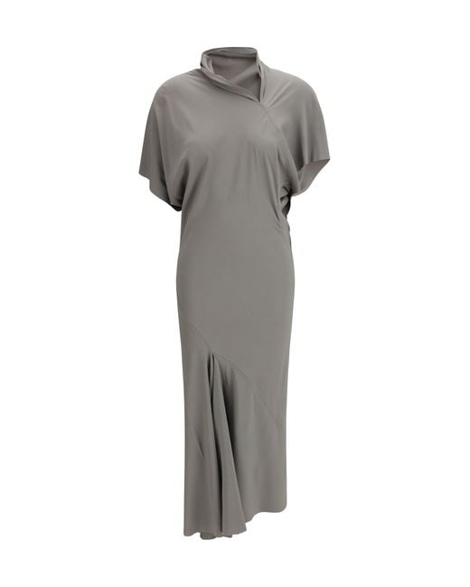 Rick Owens Gray Asymmetrical Midi Dress