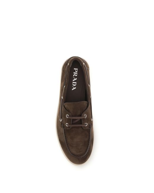 Prada Multicolor Suede Boat Loafers for men