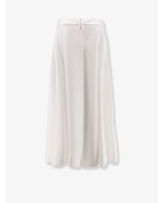 Brunello Cucinelli White Viscose And Linen Skirt