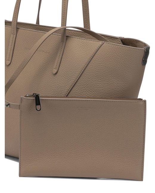 Brunello Cucinelli Natural "Duo" Large Shoulder Bag