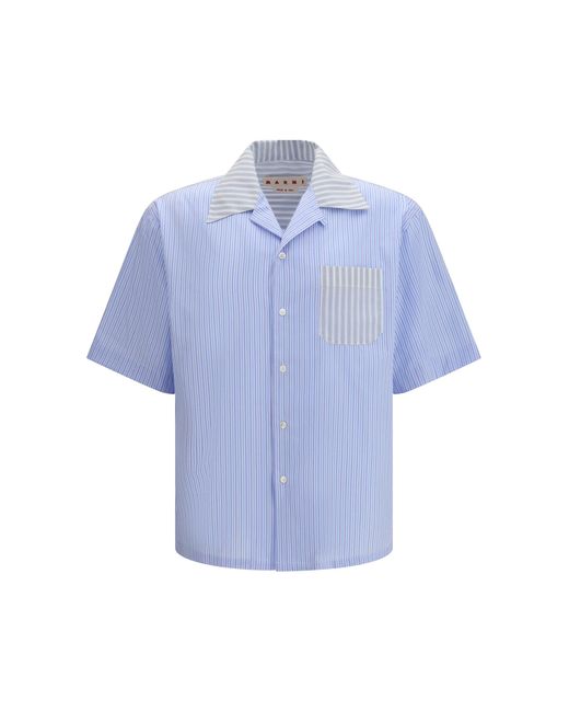 Marni Blue Striped-Pattern Shirt Shirt for men