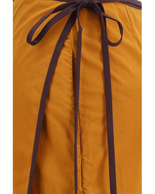Saint Laurent Orange Tie-Detail Colour-Block Skirt