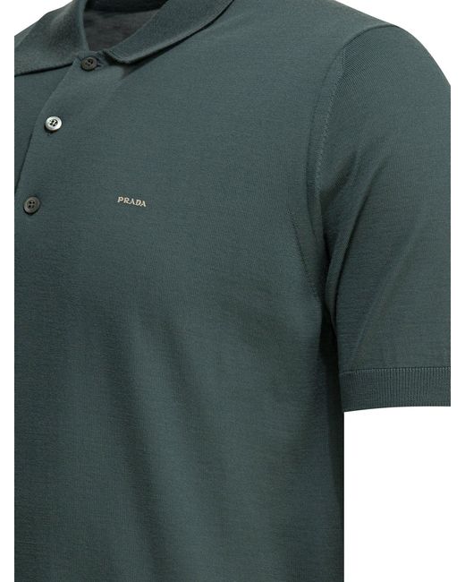 Prada Green Virgin Wool Knitwear for men
