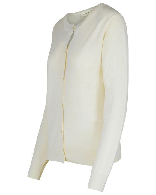 P.A.R.O.S.H. White P.A.R.O..H. 'Linfa' Cream Wool Blend Cardigan