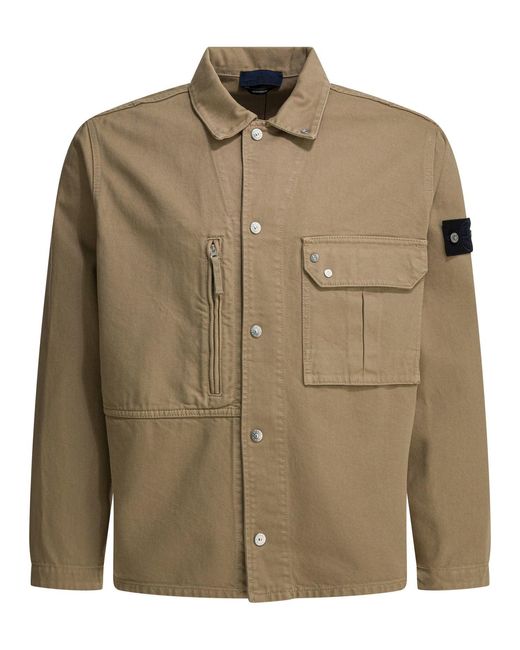 Stone Island Green Overshirt Cotton Jacket for men