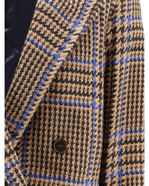 Closed Brown Double-Breasted Prince-Of-Wales Coat