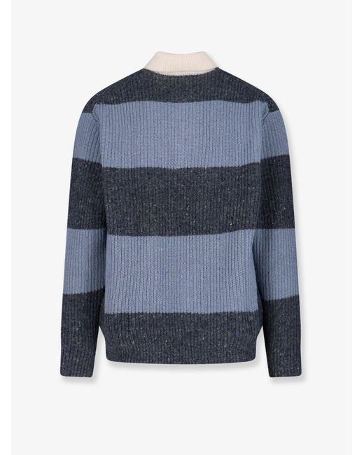 DUNST Blue Sweater Three-Button Collar for men