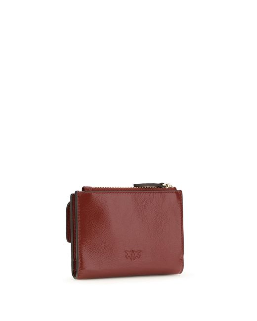 Pinko Red Leather Wallet Dark