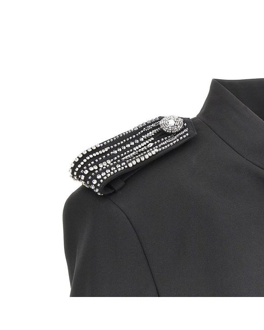 Pinko Black Jewelled Epaulettes Stretch Fabric Jacket