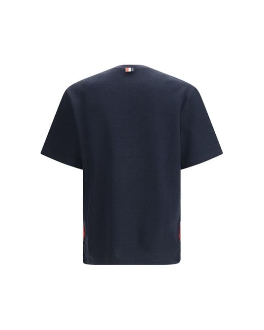 Thom Browne Blue Short-Sleeve Cotton-Linen T-Shirt for men