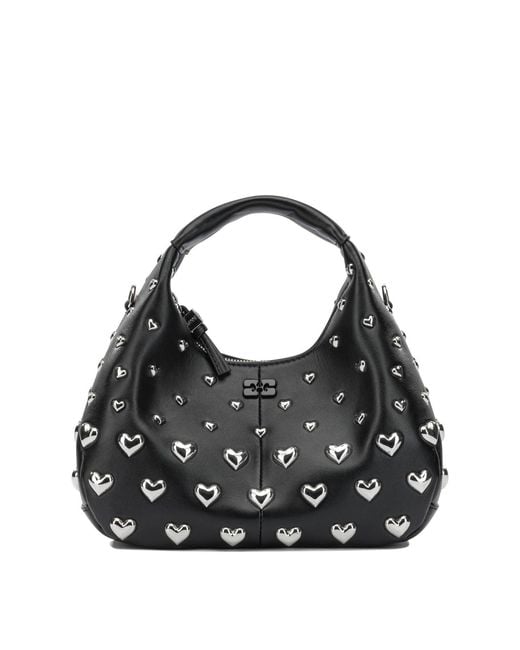 Ganni Black Mini Hobo Heart Small Handbag