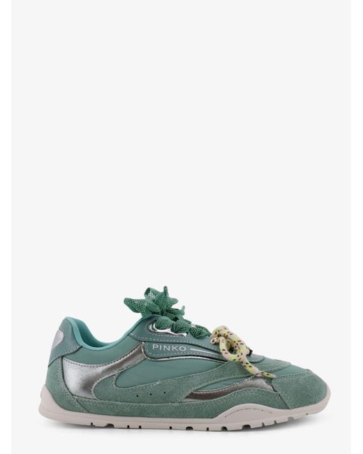 Pinko Green Yulia Suede Sneakers With Nylon Inserts