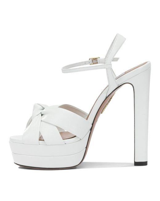 Aquazzura White "Nina Plateau 130 Mm" Heeled Sandals