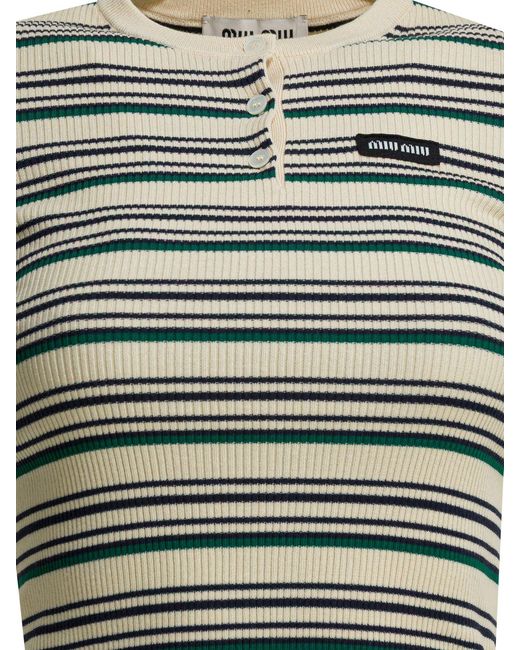 Miu Miu Green Short Sleeves Cotton T-Shirt