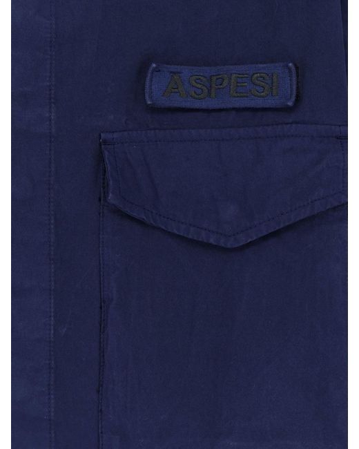 Aspesi Blue Shirt 'Lived' Fabric for men