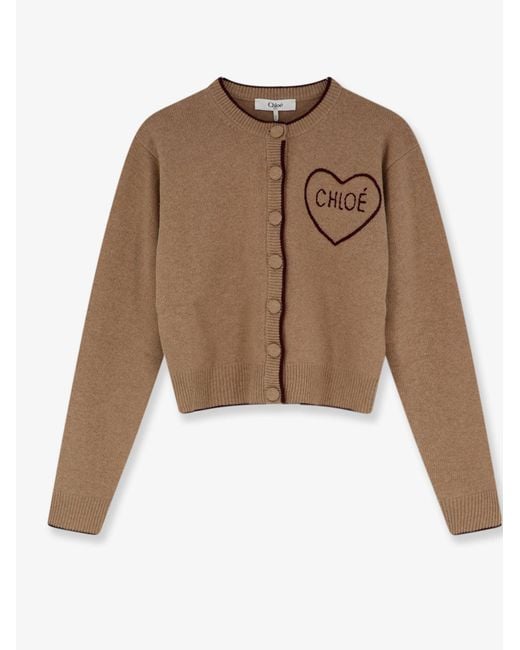 Chloé Brown Wool And Cashmere Wool Cardigan