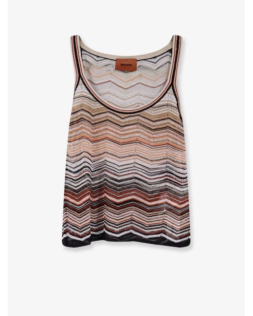 Missoni Multicolor Viscose Tank Top With Laminated Chevron Pattern