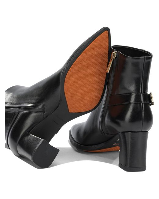 Santoni Black "Elly 65Mm" Zippered Ankle Boots
