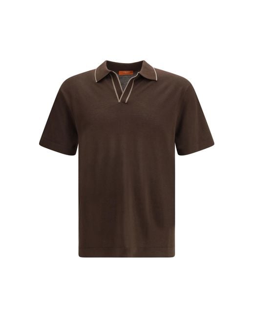 Cruna Brown Knitted Polo for men