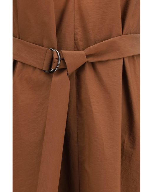 Brunello Cucinelli Brown Cotton Poplin Dress Precious Shoulder Detail