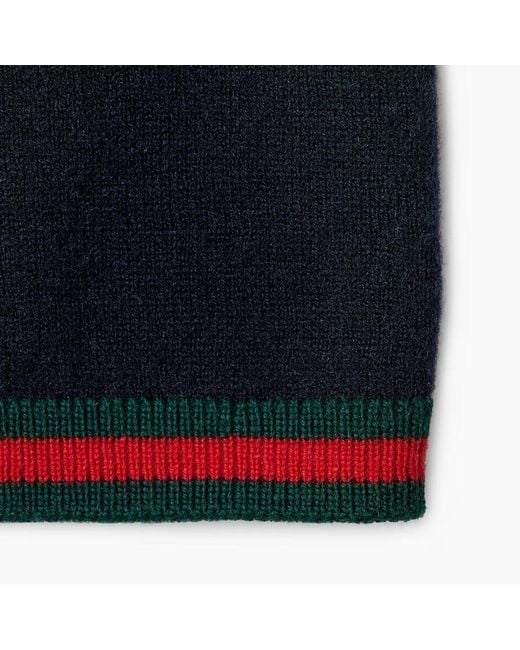 Gucci Blue Check Detail Cashmere Knitwear for men