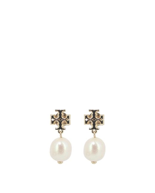 Tory Burch White Kira Earrings With Pearls