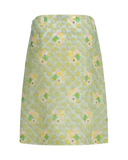 Fendi Green Bouquet Organza Skirt