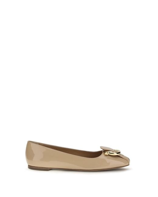 Ferragamo White Gancini Ballerinas