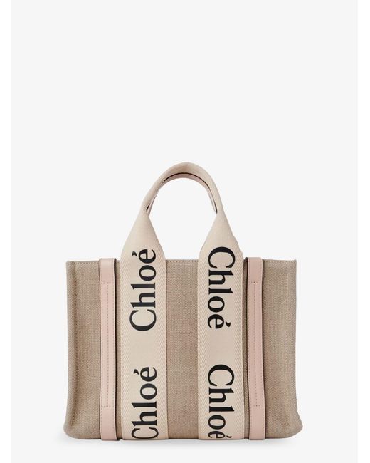 Chloé Natural Woody Linen And Leather Crossbody Bag