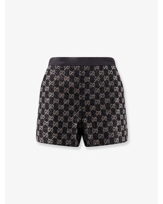 Gucci Black Lightweight Lamé Wool Tweed Shorts