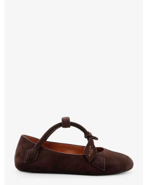 Alaïa Brown Le Teckel Suede Ballet Flats