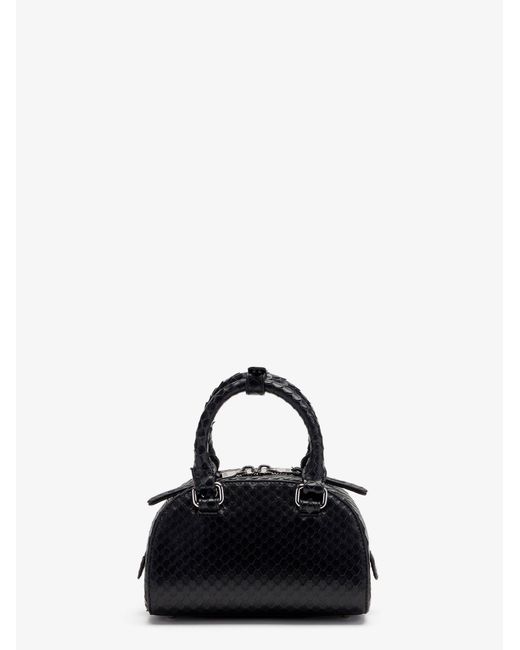 DIESEL Black 1Dr Dome Python Leather Crossbody Bag