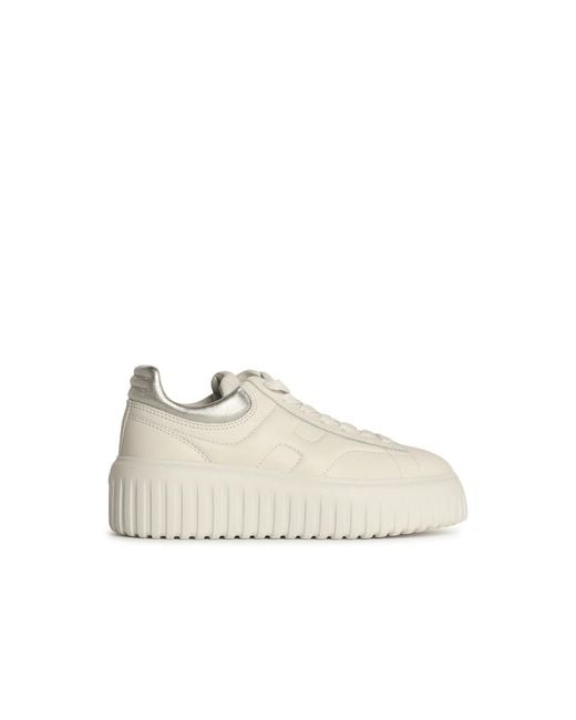 Hogan White 'H Stripes' Lear Sneakers