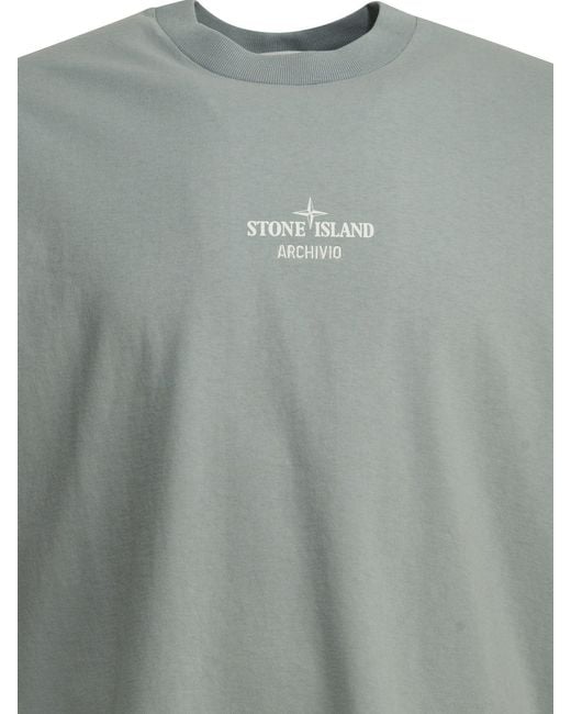 Stone Island Gray Archivio Crew-Neck T-Shirt Light for men