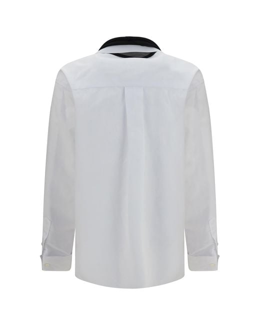 Sacai Blue Cotton Poplin Scarf Shirt Off