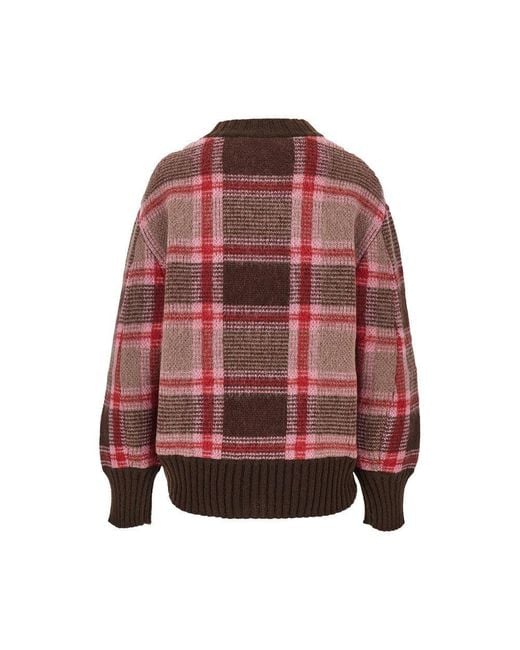The Attico Red Knitted Sweater With Logo Embroidery