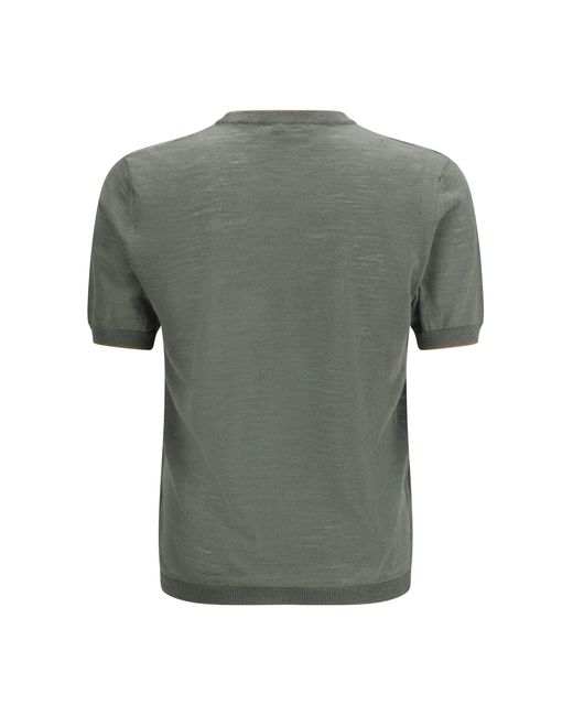 Brooksfield Gray Short-Sleeved Linen Blend Shirt Alligator for men