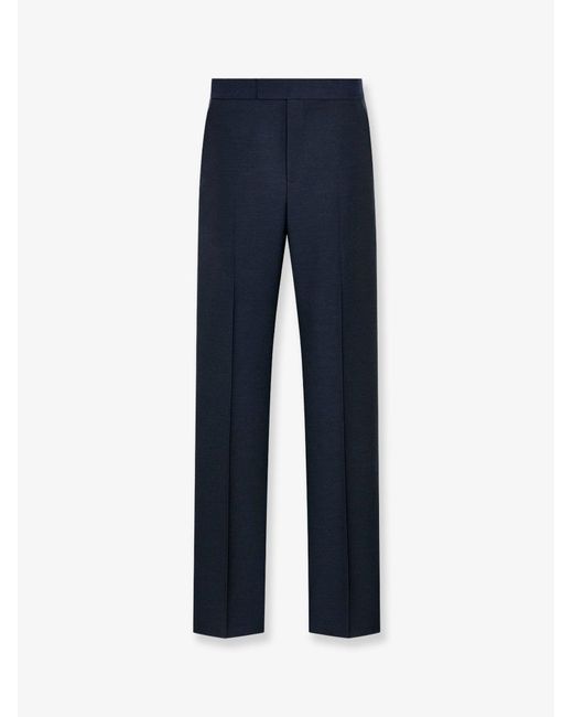 Dior Blue Wool And Mohair Trousers With Satin Details for men