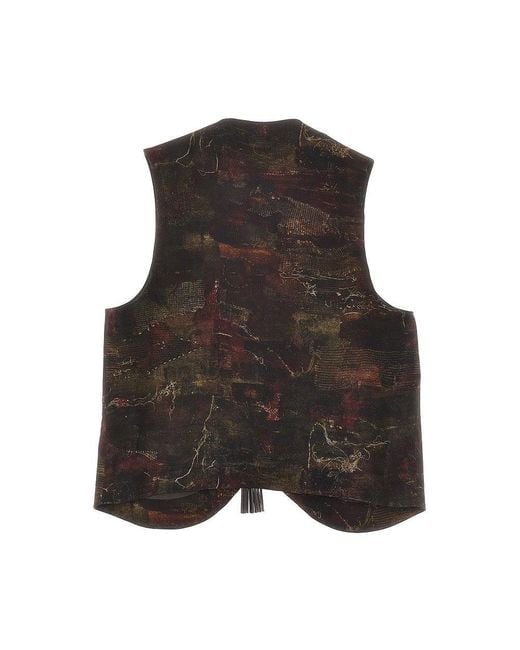 Emporio Armani Brown Printed Cupro Vest for men