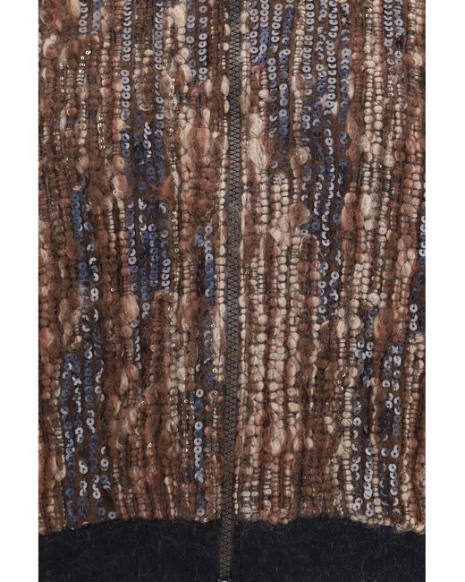 Brunello Cucinelli Brown Perforated Zip Cardigan